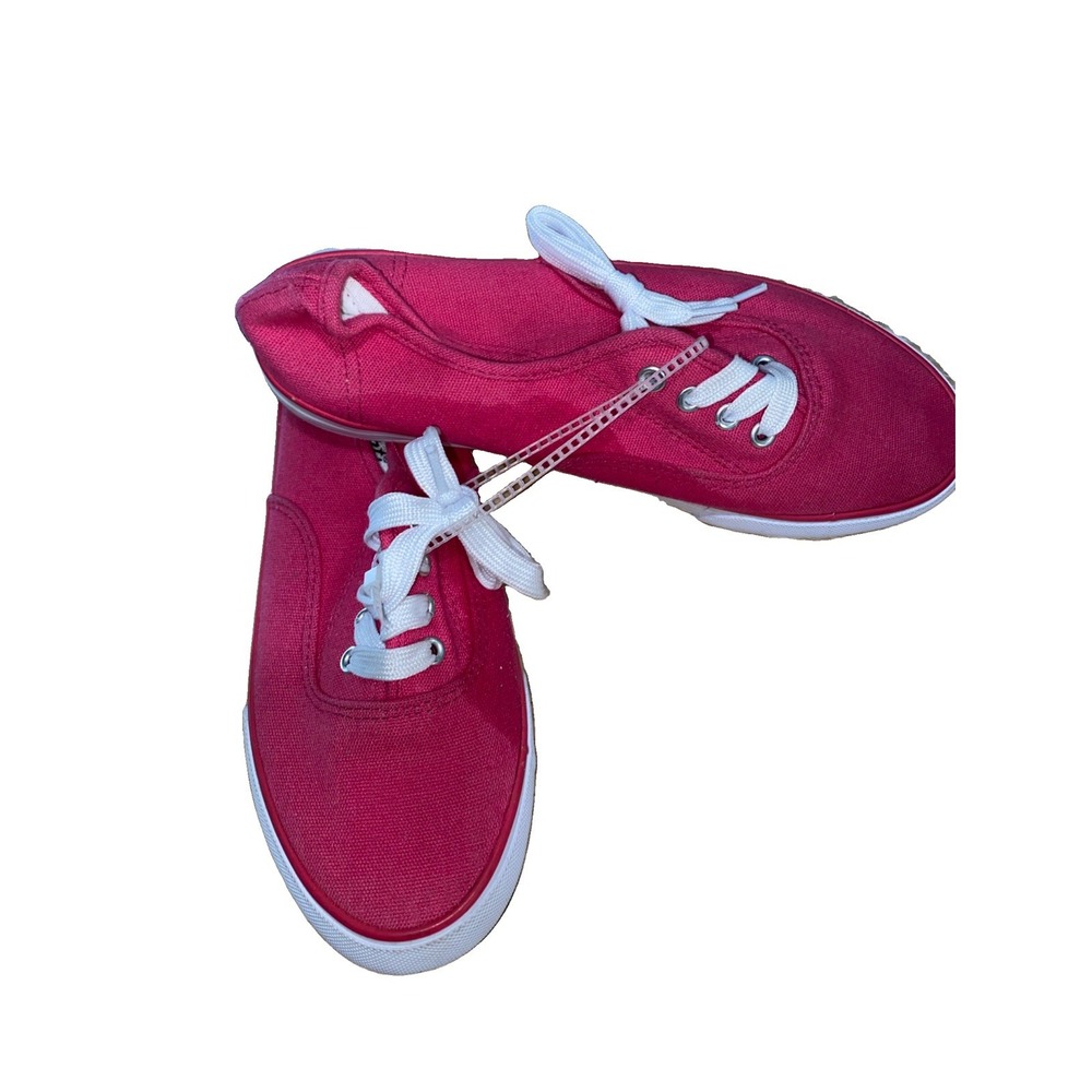 US Sports Denim Sneakers Women 7 Retro Pink Lace Up Shoes No Laces. New Sneakers - Picture 4 of 5